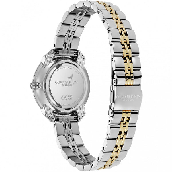 Olivia Burton Ladies Art Deco 2.0 Navy Mother Of Pearl Dial Two Tone Watch