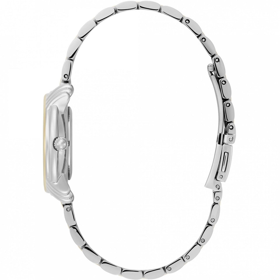 Olivia Burton Ladies Art Deco 2.0 Navy Mother Of Pearl Dial Two Tone Watch