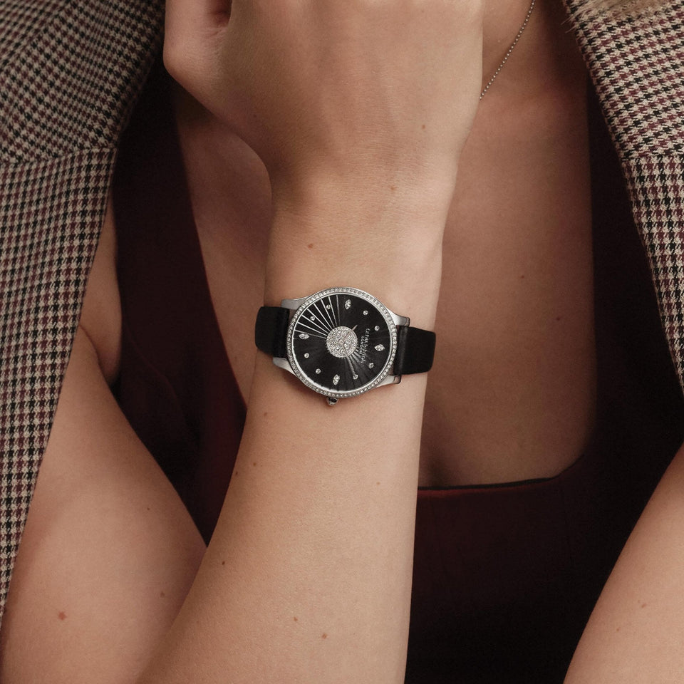 Olivia Burton Ladies Capsule 34mm Black Leather Strap Watch
