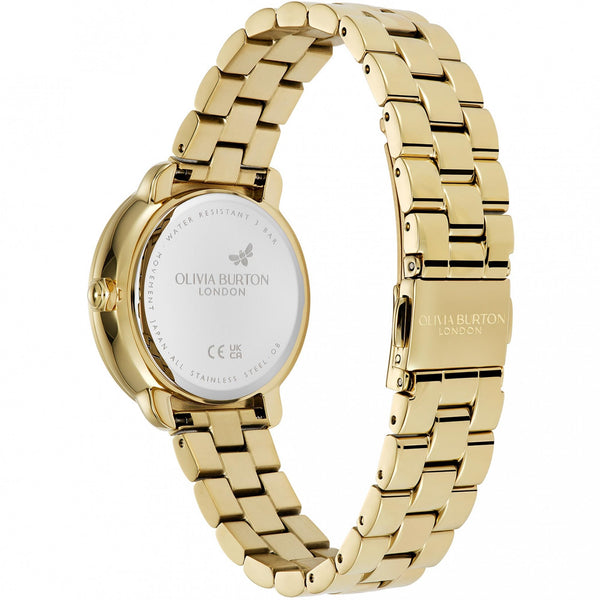 Olivia Burton Ladies Celestial Black Dial Gold Toned Moon Phase Watch