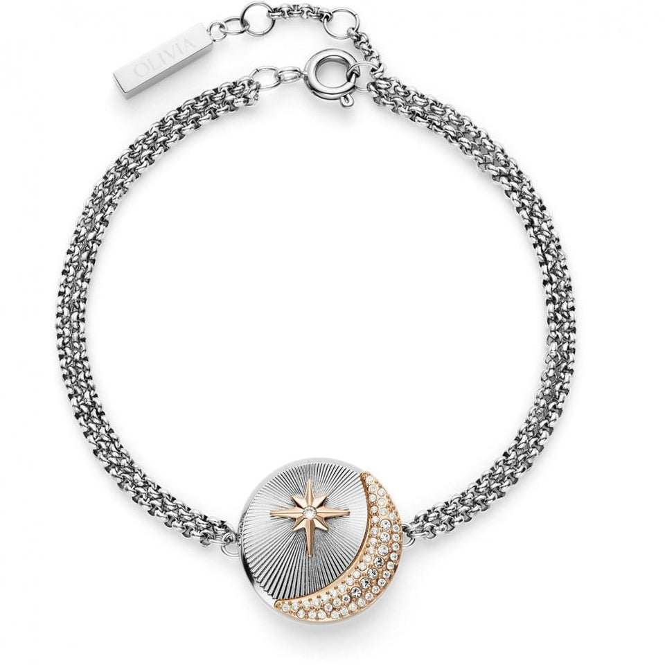 Olivia Burton Ladies Celestial Moon & Star Two Tone Bracelet