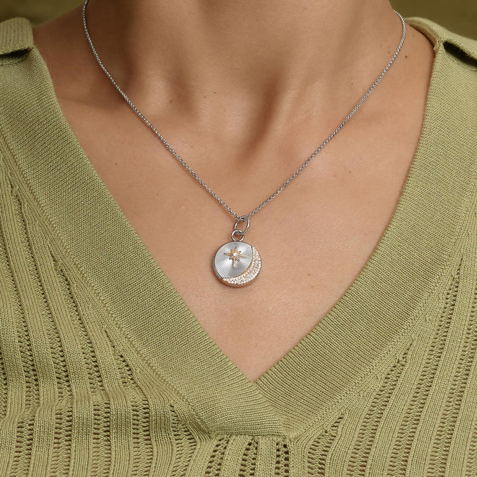 Olivia Burton Ladies Celestial Moon & Star Two Tone Necklace