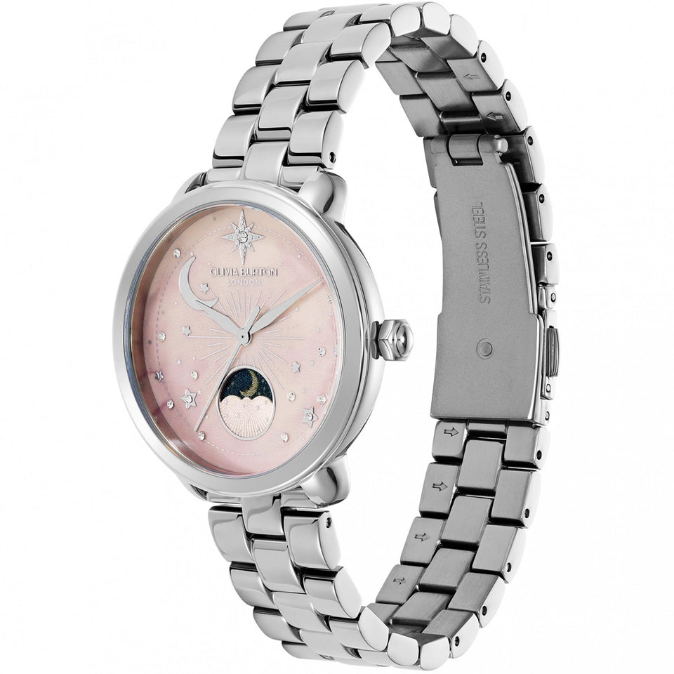 Olivia Burton Ladies Celestial Pink Dial Moon Phase Watch