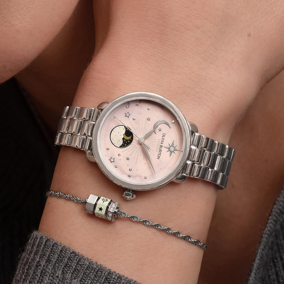 Olivia Burton Ladies Celestial Pink Dial Moon Phase Watch
