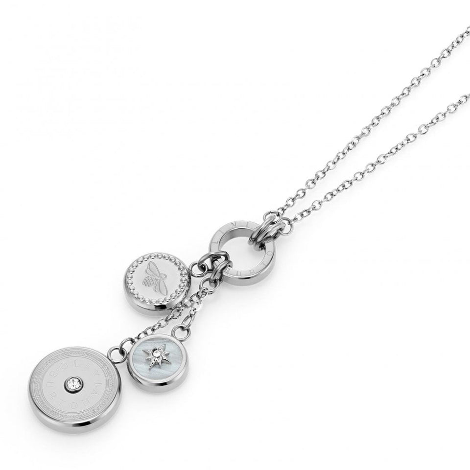 Olivia Burton Ladies Charms Stainless Steel North Star & Bee Necklace