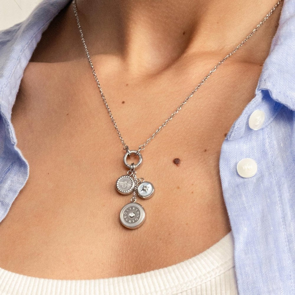 Olivia Burton Ladies Charms Stainless Steel North Star & Bee Necklace