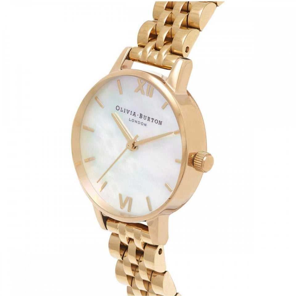 Olivia Burton Ladies Classic 30mm Mother Of Pearl Dial Gold Bracelet Watch