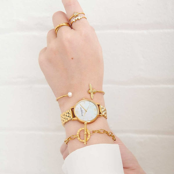 Olivia Burton Ladies Classic 30mm Mother Of Pearl Dial Gold Bracelet Watch