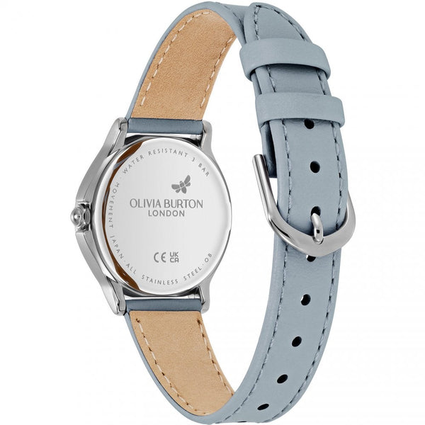 Olivia Burton Ladies Classic Bee Blue Leather Strap Watch