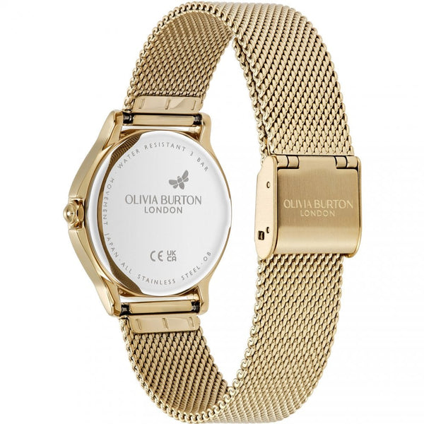 Olivia Burton Ladies Classic Bee Gold Toned 30mm Mesh Bracelet Watch