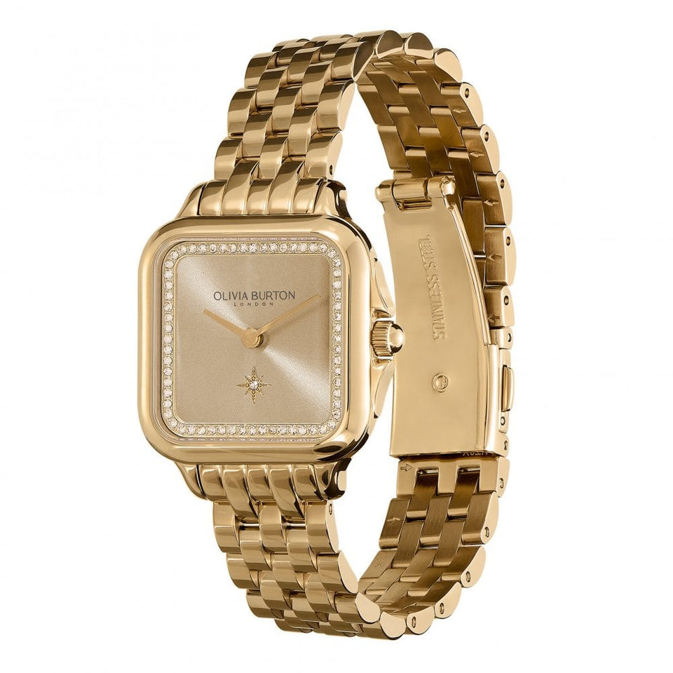 Olivia Burton Ladies Classic Grosvenor 28mm Gold Sunray Bracelet Watch