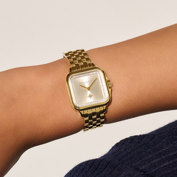 Olivia Burton Ladies Classic Grosvenor 28mm Gold Sunray Bracelet Watch