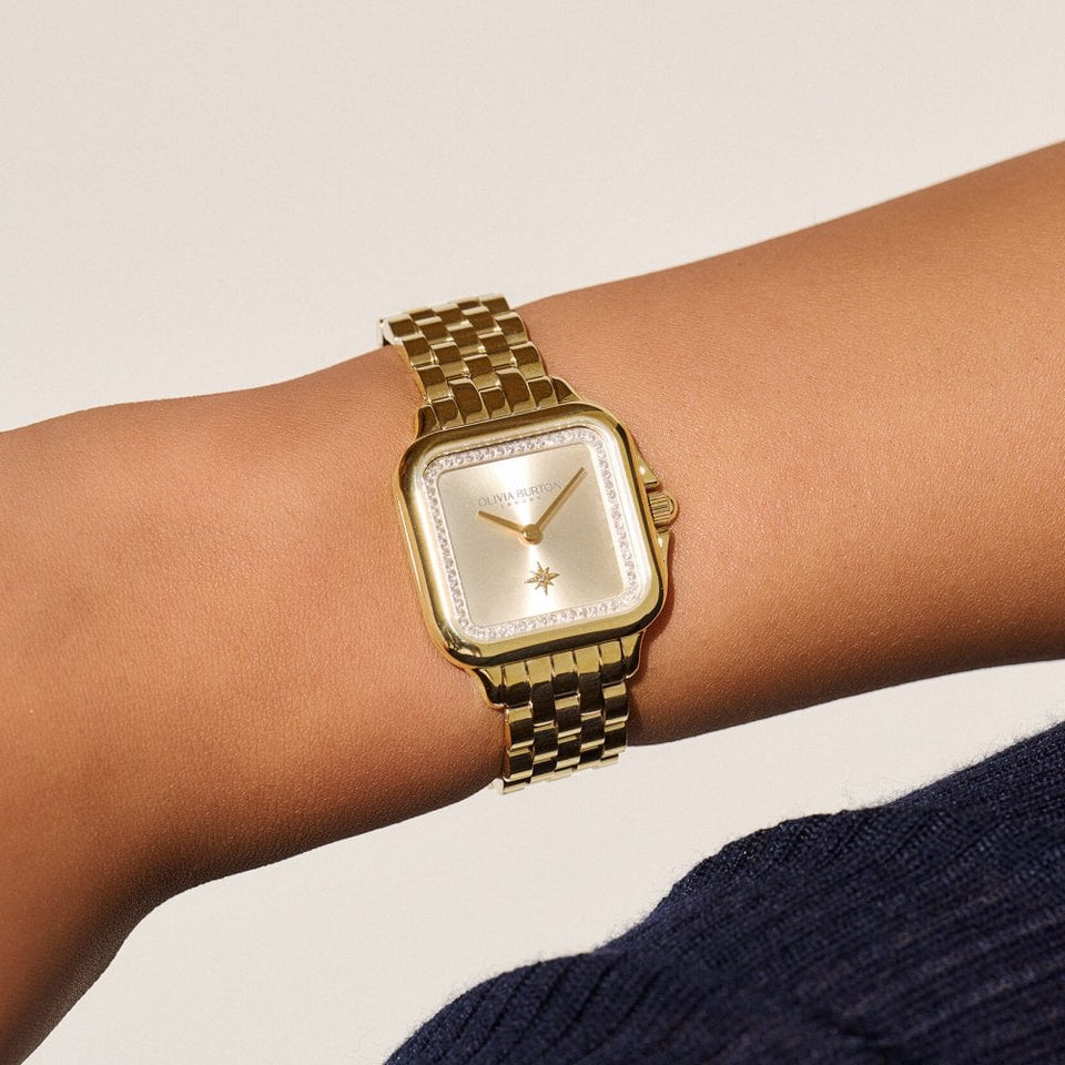 Olivia Burton Ladies Classic Grosvenor 28mm Gold Sunray Bracelet Watch