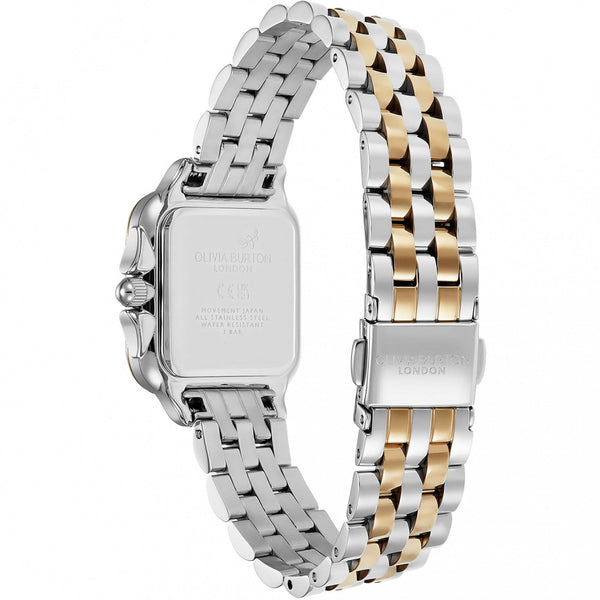 Olivia Burton Ladies Classic Grosvenor Black Dial Two Tone Watch