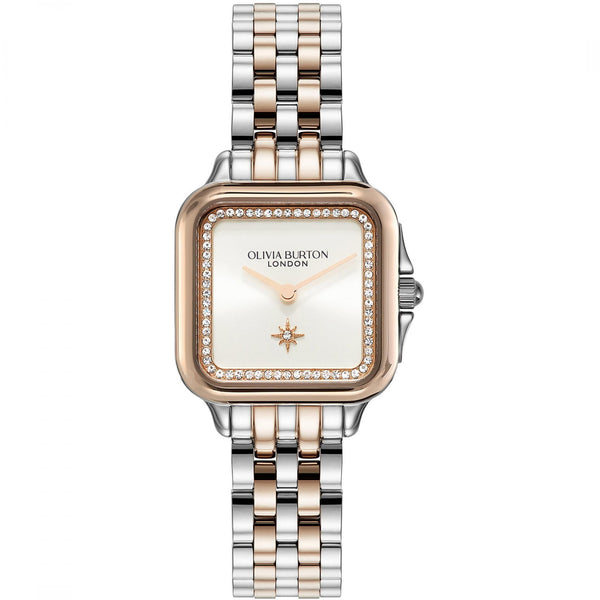Olivia Burton Ladies Classic Grosvenor White Dial Two Tone Watch