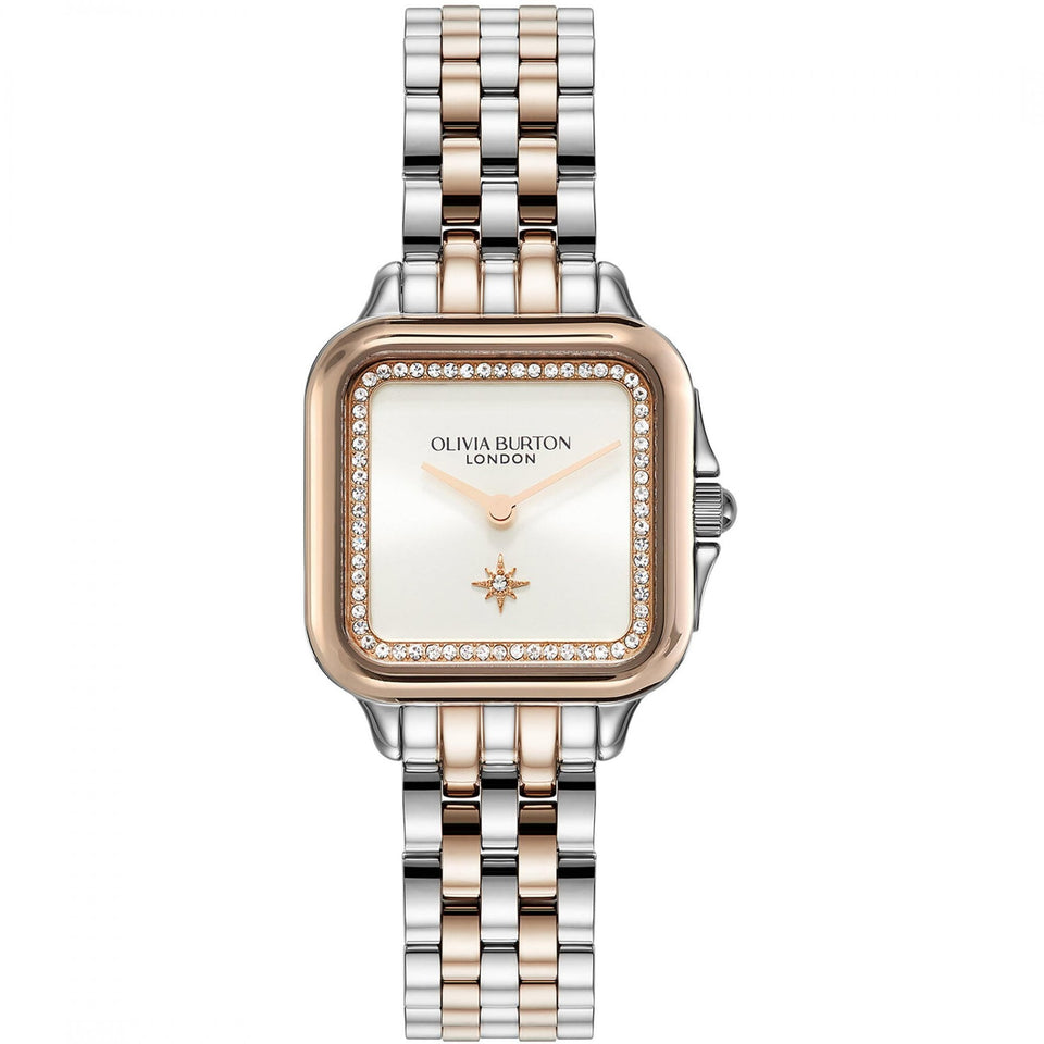 Olivia Burton Ladies Classic Grosvenor White Dial Two Tone Watch