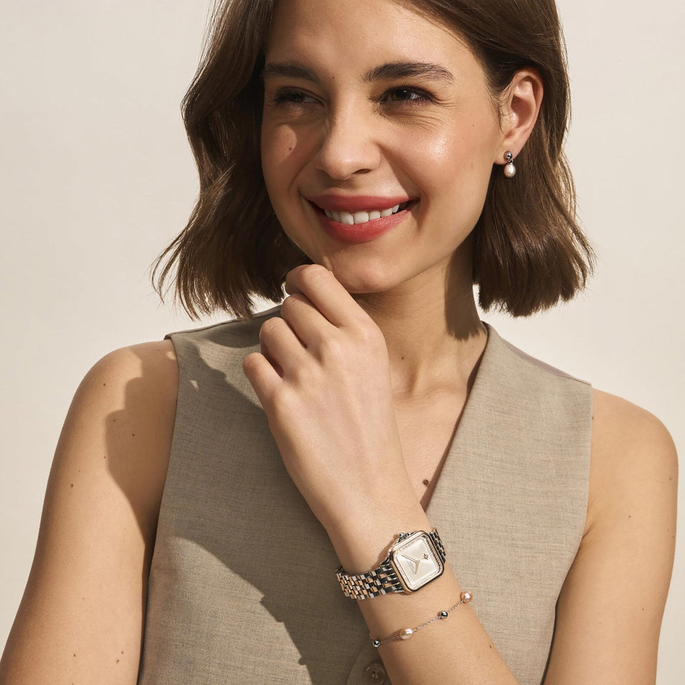 Olivia Burton Ladies Classic Grosvenor White Dial Two Tone Watch