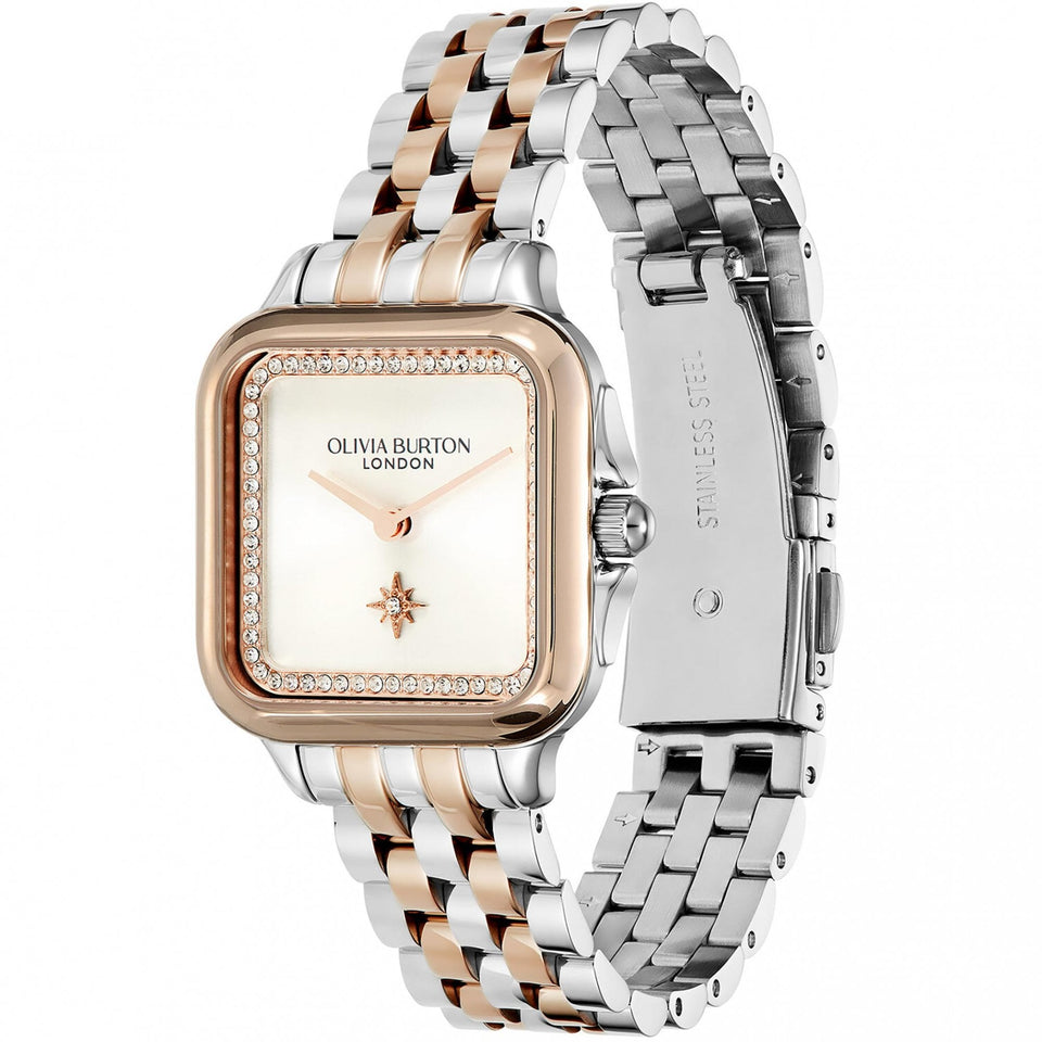 Olivia Burton Ladies Classic Grosvenor White Dial Two Tone Watch