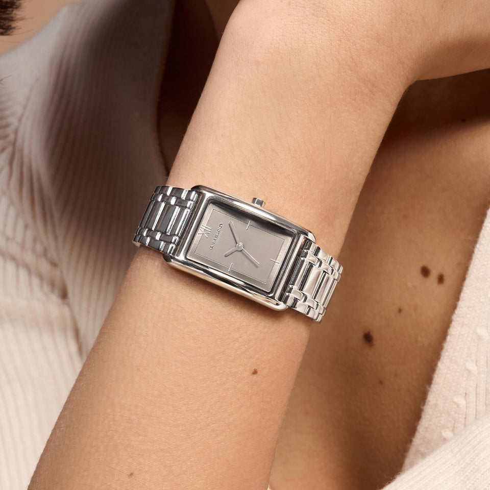 Olivia Burton Ladies Classic Grove Dove Grey Rectangular Dial Watch