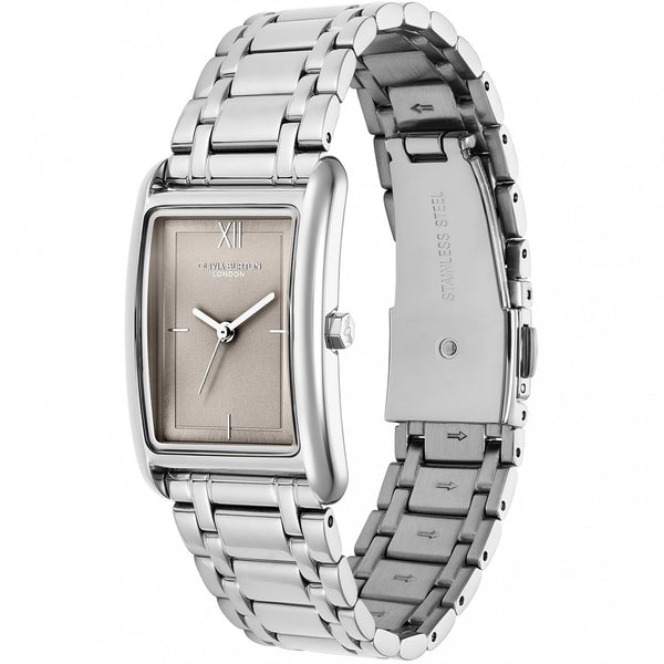 Olivia Burton Ladies Classic Grove Dove Grey Rectangular Dial Watch