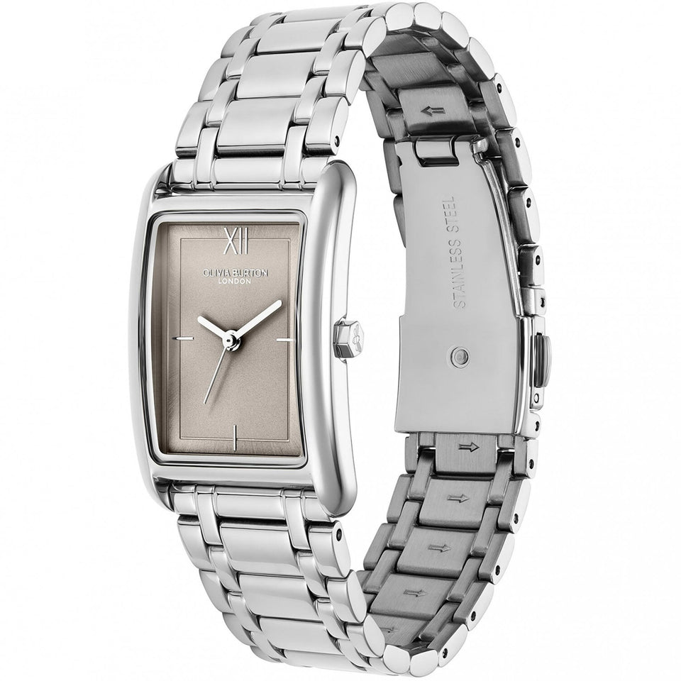 Olivia Burton Ladies Classic Grove Dove Grey Rectangular Dial Watch