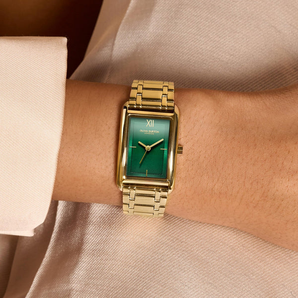 Olivia Burton Ladies Classic Grove Forest Green Rectangular Dial Watch