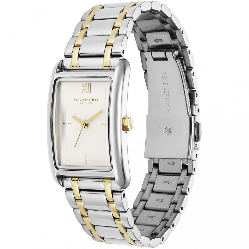 Olivia Burton Ladies Classic Grove Rectangular Dial Two Tone Watch