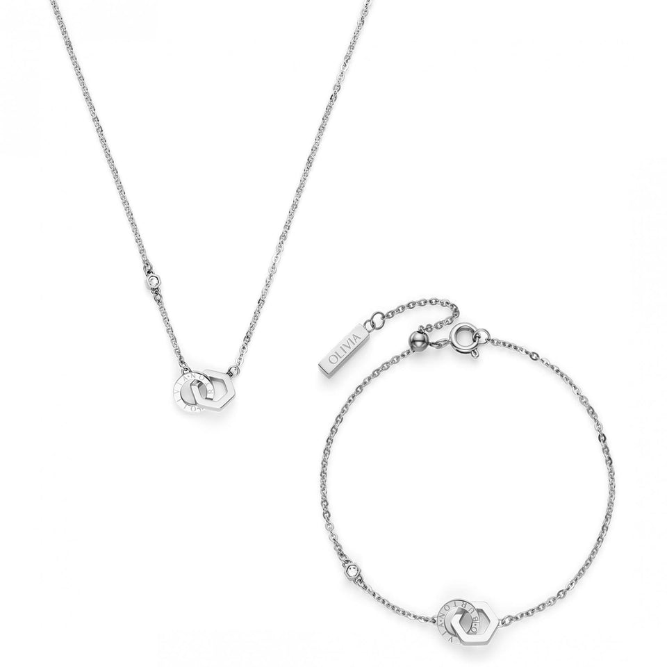 Olivia Burton Ladies Classic Hex Interlinked Necklace & Bracelet Set