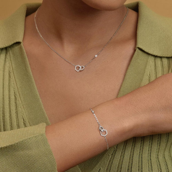 Olivia Burton Ladies Classic Hex Interlinked Necklace & Bracelet Set