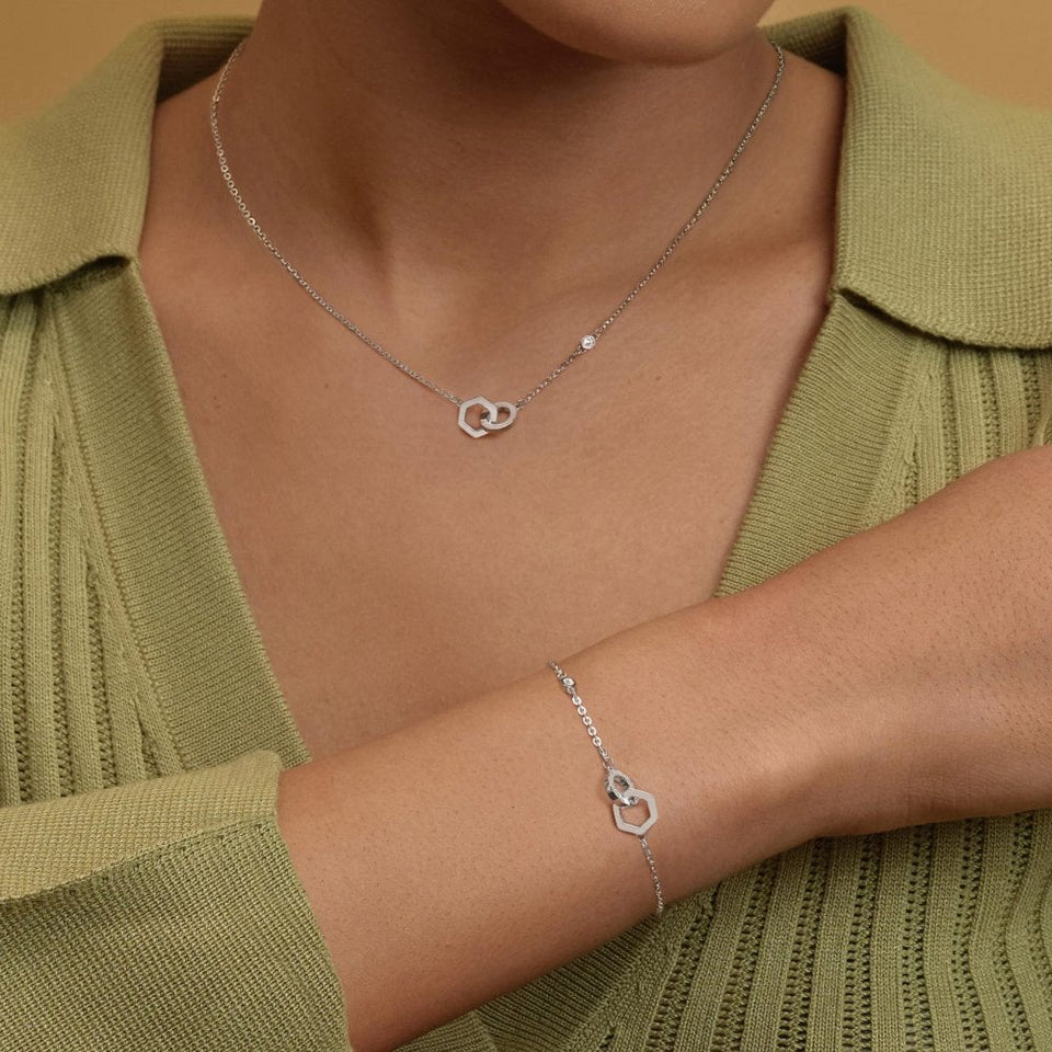Olivia Burton Ladies Classic Hex Interlinked Necklace & Bracelet Set