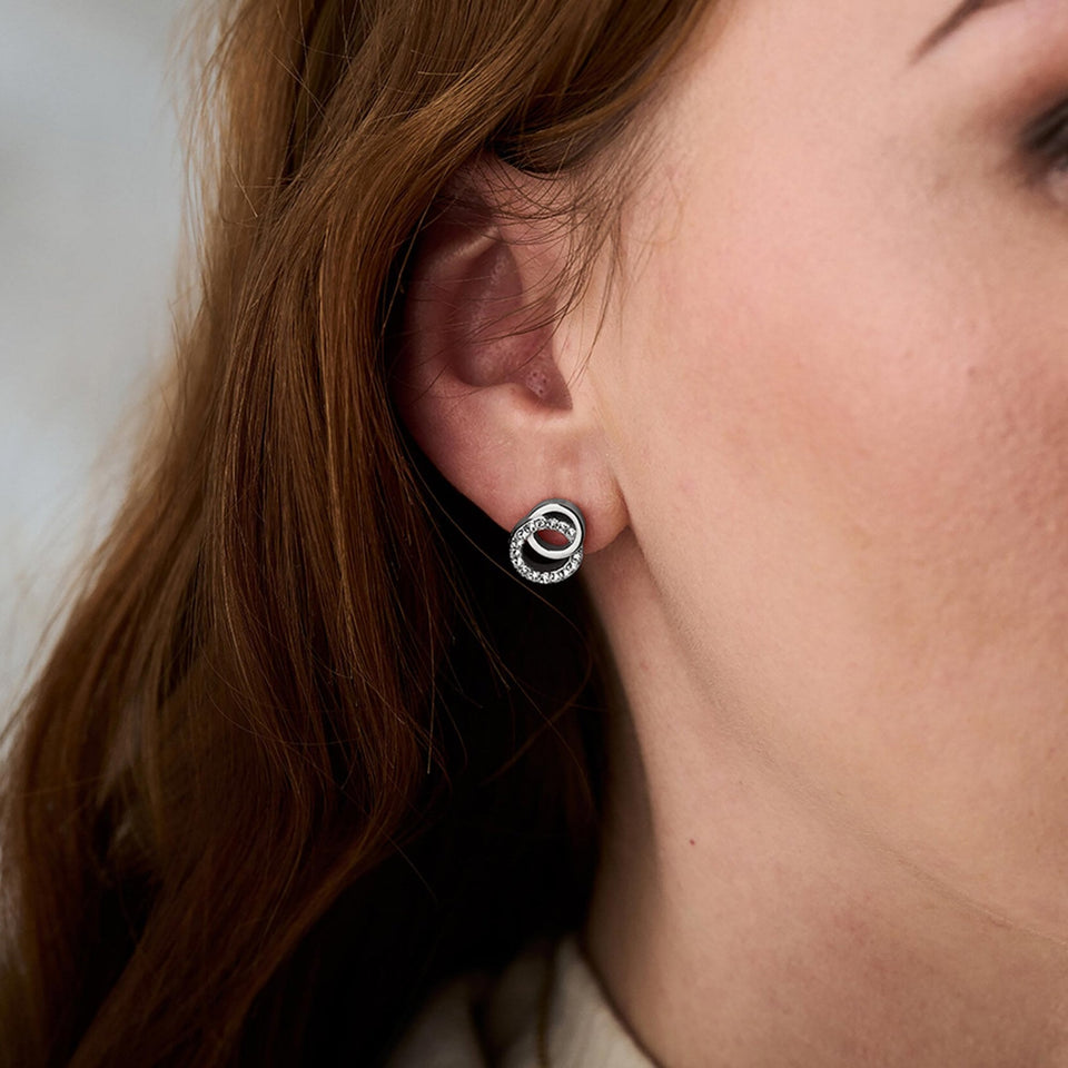 Olivia Burton Ladies Classic Interlink Stone Set Drop Earrings