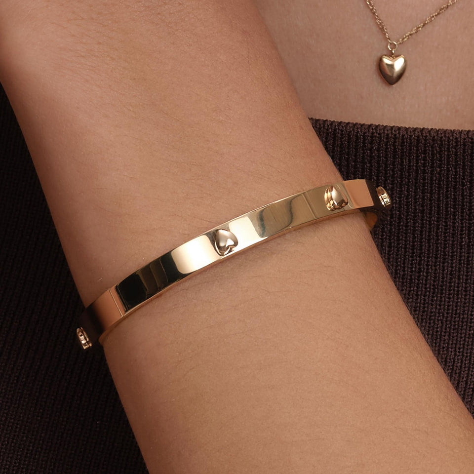 Olivia Burton Ladies Classic Mini Heart Gold Plated Bangle