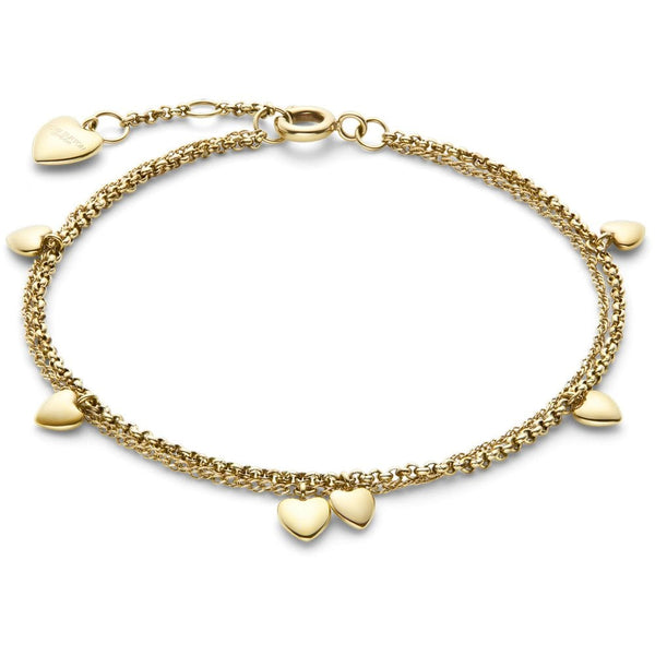 Olivia Burton Ladies Classic Mini Heart Gold Plated Double Bracelet