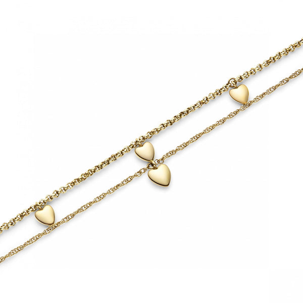 Olivia Burton Ladies Classic Mini Heart Gold Plated Double Bracelet