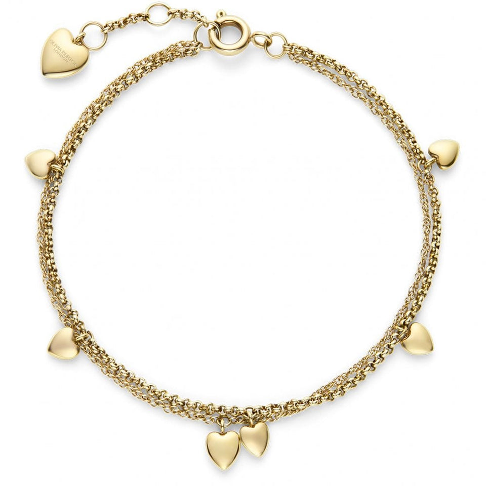 Olivia Burton Ladies Classic Mini Heart Gold Plated Double Bracelet