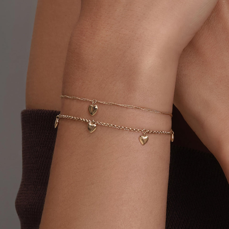 Olivia Burton Ladies Classic Mini Heart Gold Plated Double Bracelet