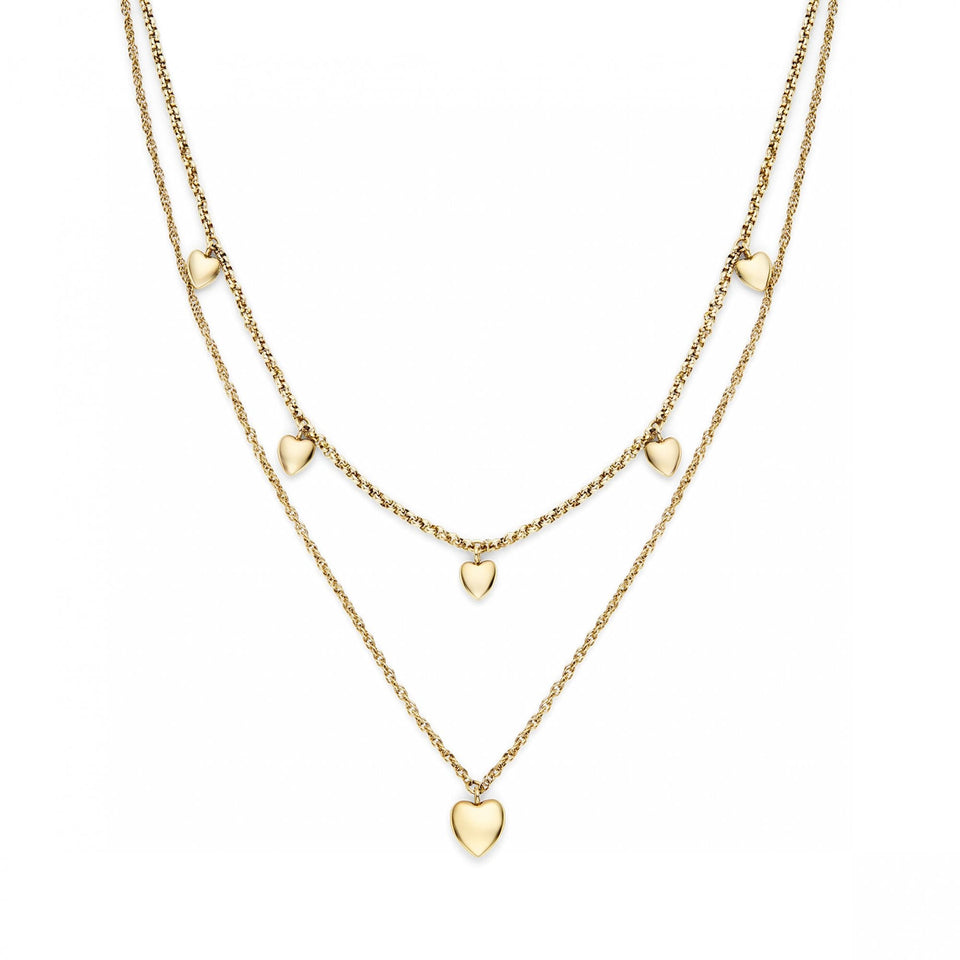 Olivia Burton Ladies Classic Mini Heart Gold Plated Double Necklace