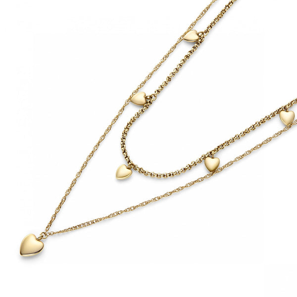 Olivia Burton Ladies Classic Mini Heart Gold Plated Double Necklace