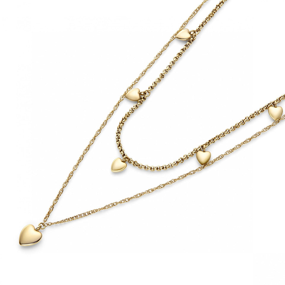Olivia Burton Ladies Classic Mini Heart Gold Plated Double Necklace