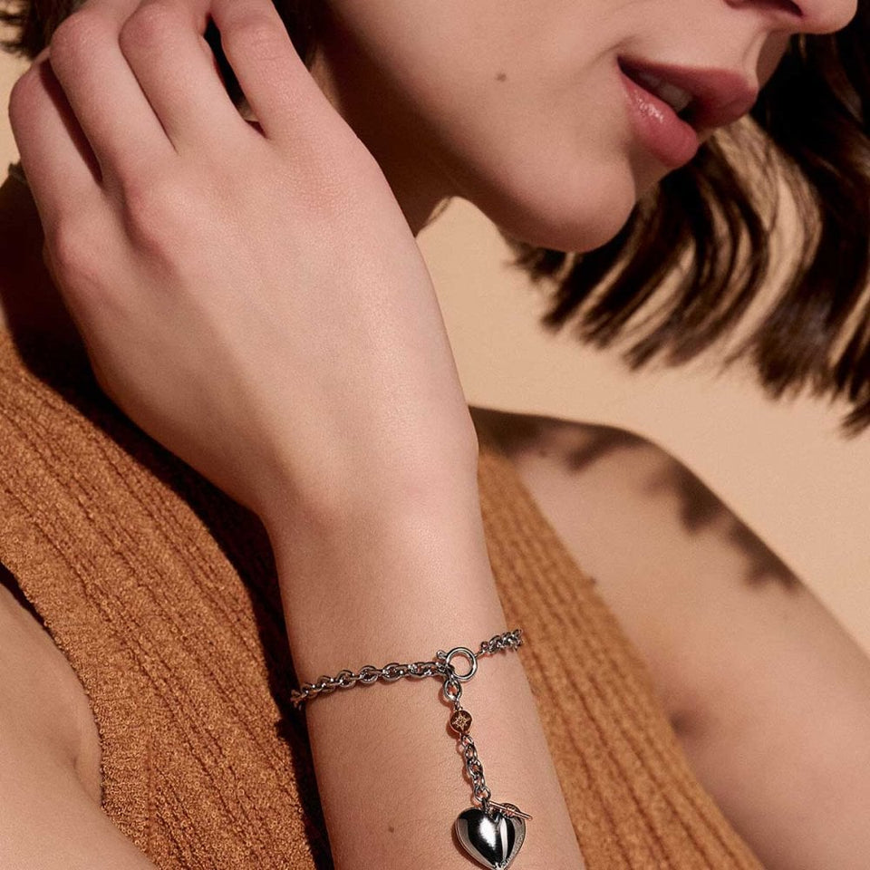 Olivia Burton Ladies Classic Rose Gold Plated Knot Heart Bracelet