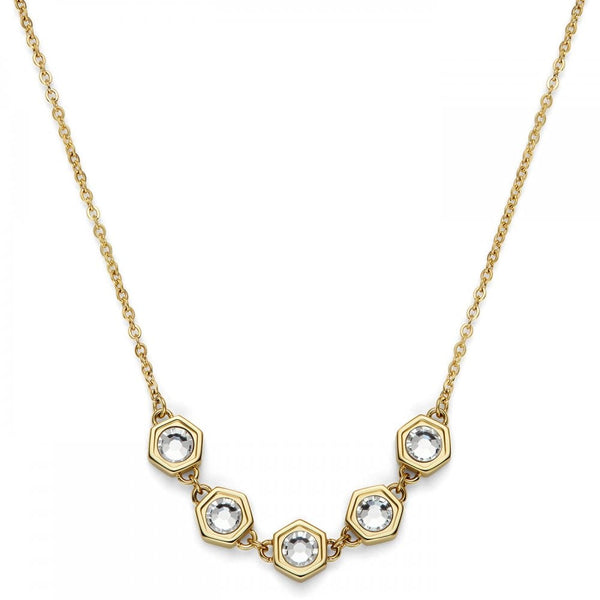 Olivia Burton Ladies Ever Stacked Gold Plated Honycomb Stone Set Necklace