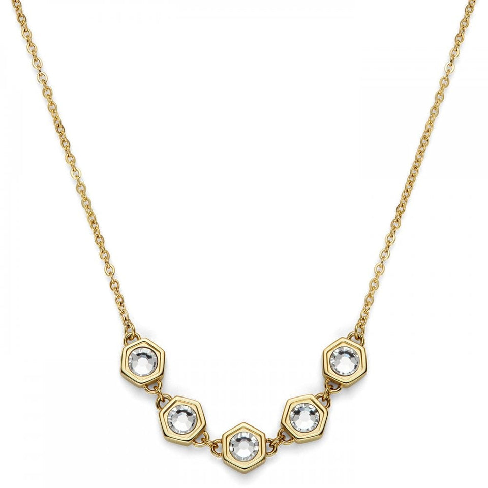 Olivia Burton Ladies Ever Stacked Gold Plated Honycomb Stone Set Necklace
