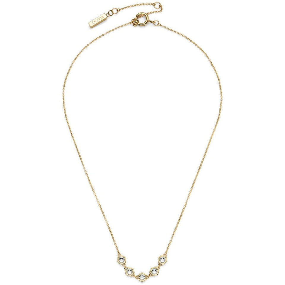 Olivia Burton Ladies Ever Stacked Gold Plated Honycomb Stone Set Necklace