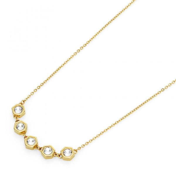 Olivia Burton Ladies Ever Stacked Gold Plated Honycomb Stone Set Necklace