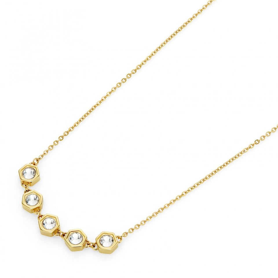 Olivia Burton Ladies Ever Stacked Gold Plated Honycomb Stone Set Necklace