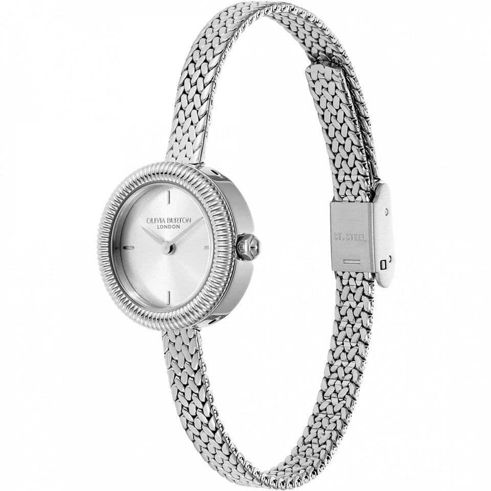 Olivia Burton Ladies Finery Circle Dial Mesh Bracelet Watch
