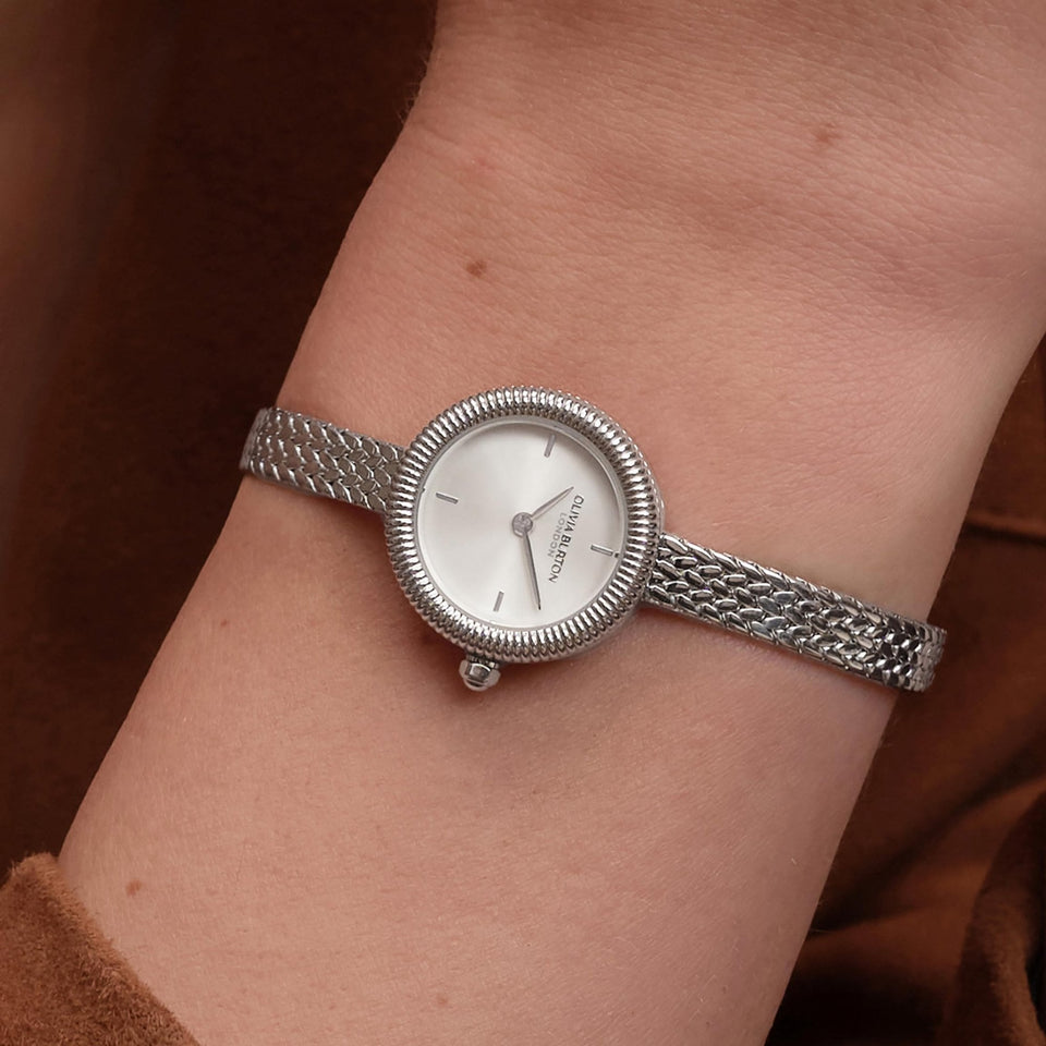 Olivia Burton Ladies Finery Circle Dial Mesh Bracelet Watch