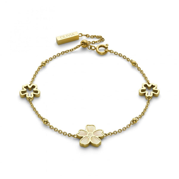 Olivia Burton Ladies Forget Me Not Gold Tone Flower Bracelet