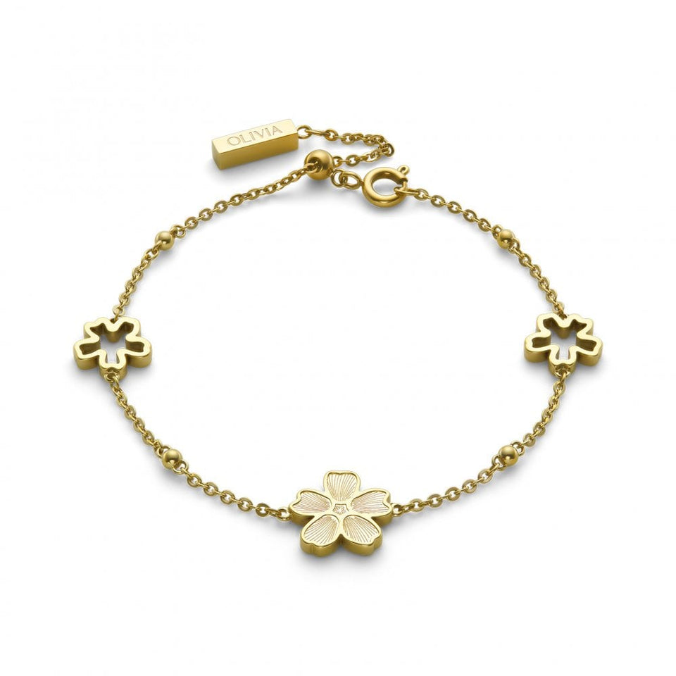 Olivia Burton Ladies Forget Me Not Gold Tone Flower Bracelet