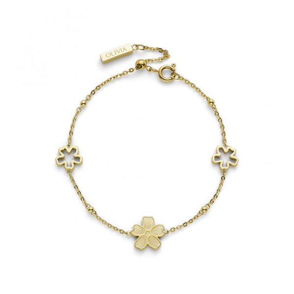 Olivia Burton Ladies Forget Me Not Gold Tone Flower Bracelet
